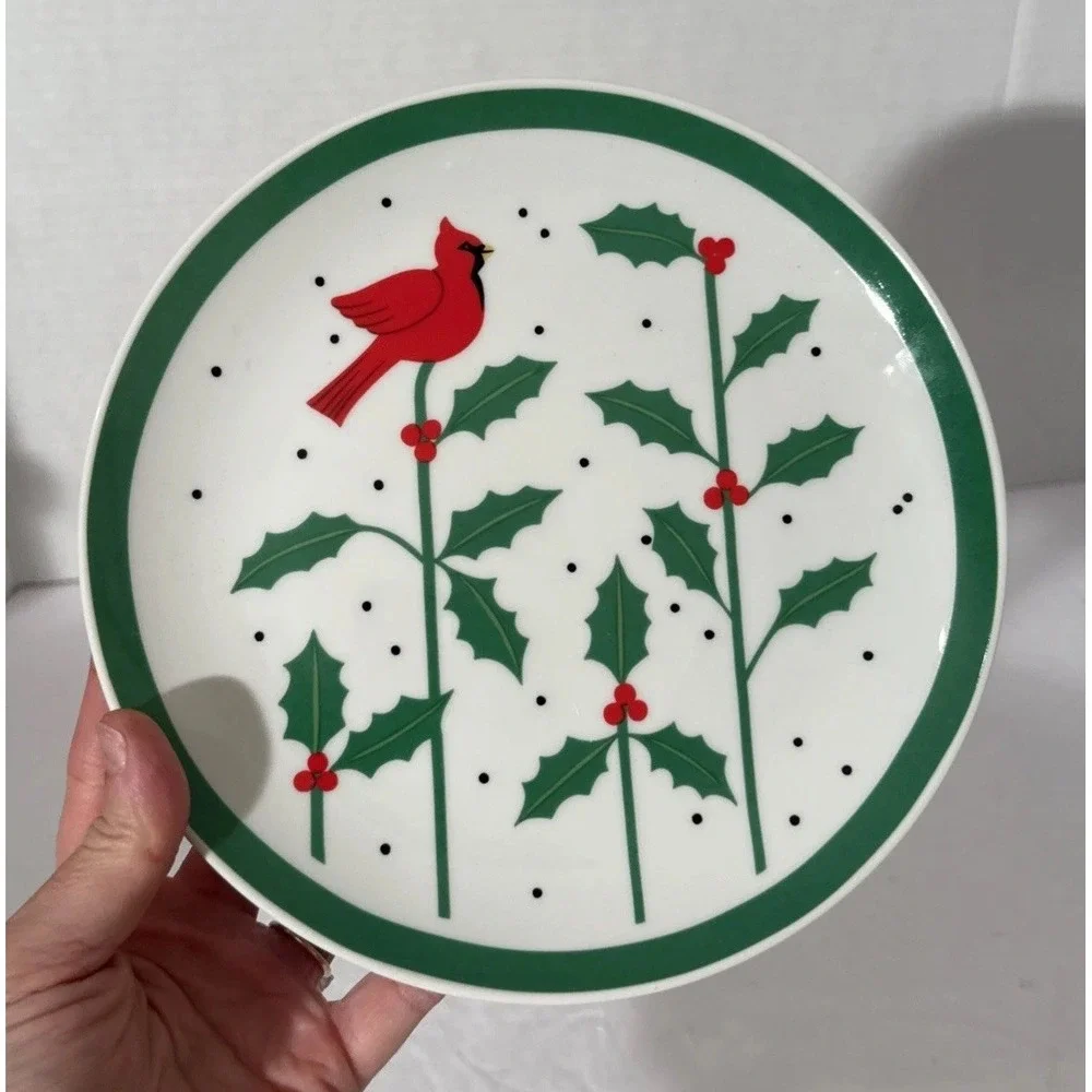 Vintage Dept 56 Boughs of‎ Holly Cardinal Holly Berry Plate-Christmas 7.75